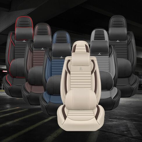 Honda Pilot Seat Covers 2016-2025 Full Set-Standard Custom Fit Breathable Comfortable Waterproof Leather Seat Protector,Easy Clean,Durable Interior Protection(Black Red) in Saudi Arabia