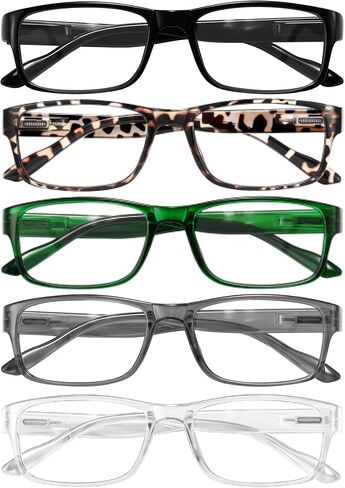 Gaoye 5-Pack Reading Glasses Blue Light Blocking,Spring Hinge Readers for Women Men Anti Glare Filter Lightweight Eyeglasses (I1 turtle mix, 3x) in Kuwait