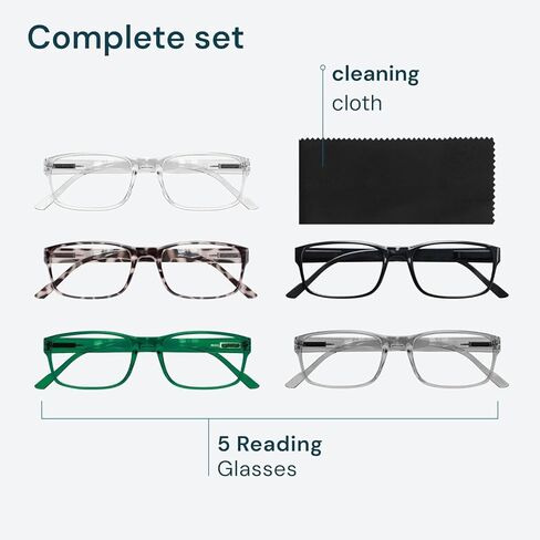 Gaoye 5-Pack Reading Glasses Blue Light Blocking,Spring Hinge Readers for Women Men Anti Glare Filter Lightweight Eyeglasses (I1 turtle mix, 3x) in Kuwait