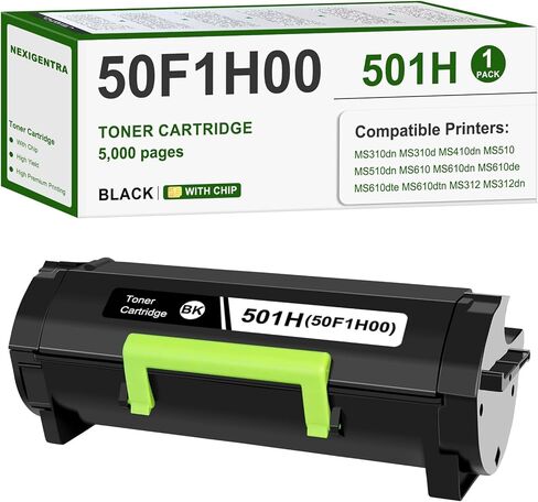 خرطوشة حبر سوداء 501H 50F1H00 متوافقة مع Lexmark 50F1H00 50F1000 لطابعة MS310 MS310dn MS312 MS312dn MS315 MS315dn MS410 MS410dn MS415 MS415dn MS510 MS510dn MS610 MS610dn (عبوتان) in Saudi Arabia