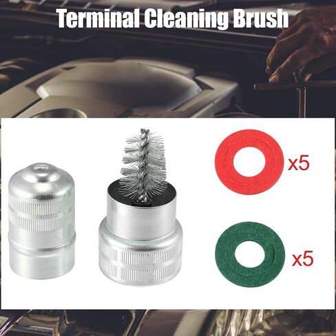 X AUTOHAUX 2pcs Car Battery Terminal Cleaning Brush Cleaner Accessories with 10pcs Anti Corrosion Fiber Washers Protector in Saudi Arabia