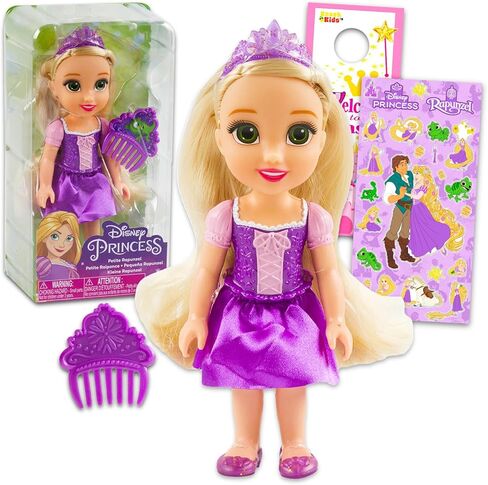 Disney Princess Rapunzel Doll and Comb Set - 4 Pc Tangled Gift Set with Rapunzel Doll for Girls, Stickers, and More Princess Toys for Kids in Saudi Arabia