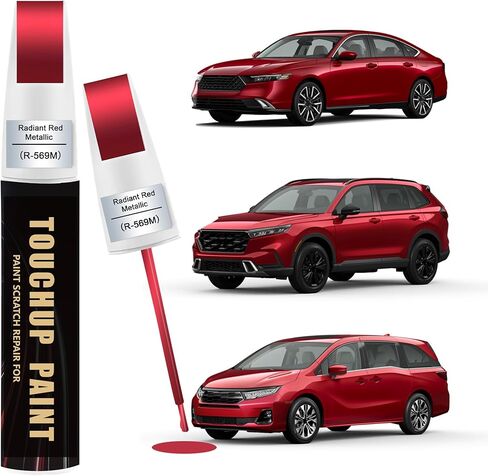 Radiant Red Metallic(R-569M) Car Paint Touch Up Pen Compatible with Honda,2-In-1 Color Accurate Touch Up Car Scratch Repair Paint Match Honda Series Automotive Scratch Remover for Nicks & Chips Repair in Saudi Arabia