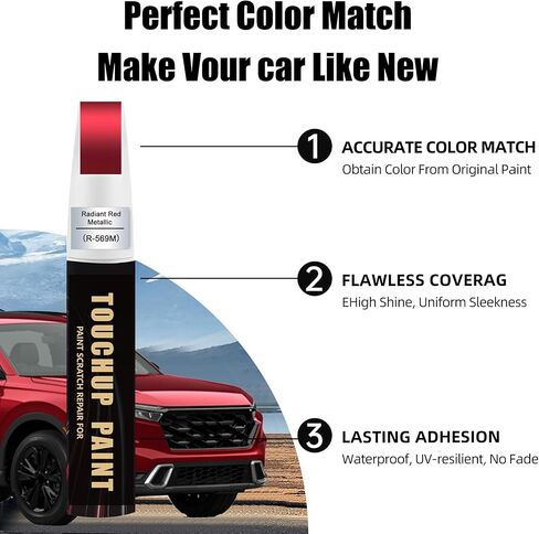 Radiant Red Metallic(R-569M) Car Paint Touch Up Pen Compatible with Honda,2-In-1 Color Accurate Touch Up Car Scratch Repair Paint Match Honda Series Automotive Scratch Remover for Nicks & Chips Repair in Saudi Arabia