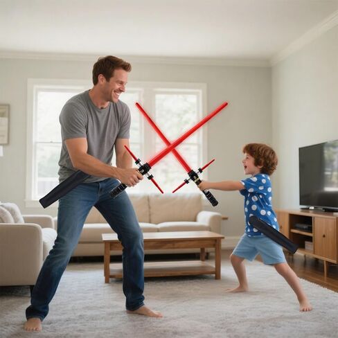 جيانبي لايت اب سيبر للأطفال، سيوف الضوء الأحمر مع صوت FX، مجموعة سيف ضوئي قابلة للتوسيع بإضاءة LED لمحاربي حرب المجرة، الهالوين، العطلات، حفلة لعب الأدوار عيد الميلاد (مع مشبك حزام) in Kuwait