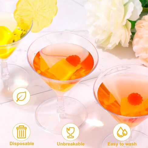 100 Packs Clear Plastic Martini Glasses 2oz Disposable Cocktail Glasses Mini Dessert Cups Shooter Shot Glasses for Parties Wedding Events, Cocktails Parties in Saudi Arabia