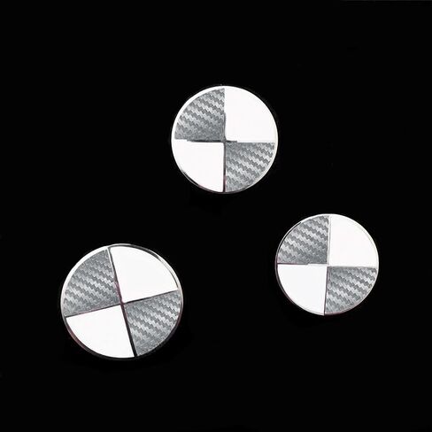 Atlas Auto Sports - Compatible with BMW - Silver Grey Carbon Fiber Stickers Overlay Vinyl Decal for All Emblems Caps Logos Roundels Badges in Saudi Arabia