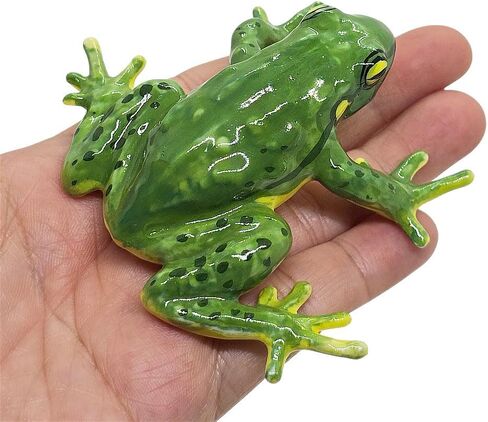 WitnyStore ½" Long Red-Cheeked Green Frog Ceramic Figurine - Ceramic Frog Toad Amphibian Animal Tiny Figurine Miniature Hand Made Painted Porcelain Gift Souvenir Decorative Collectible in Kuwait