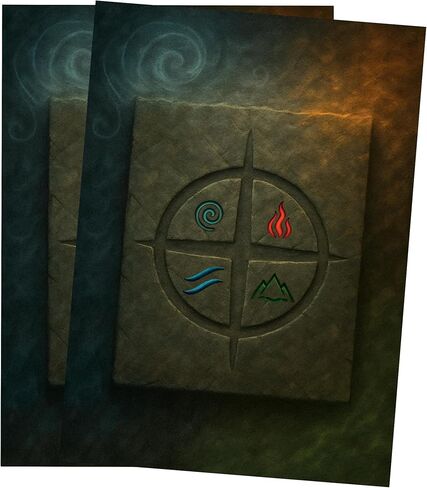 أكمام MTG من Arcanum Industries، 103 أكمام بطاقات غير لامعة لـ Magic The Gathering & TCG - ملمس رائع وفن بلا حدود مع تصميم داخلي أسود (بوصلة عنصرية) in Saudi Arabia