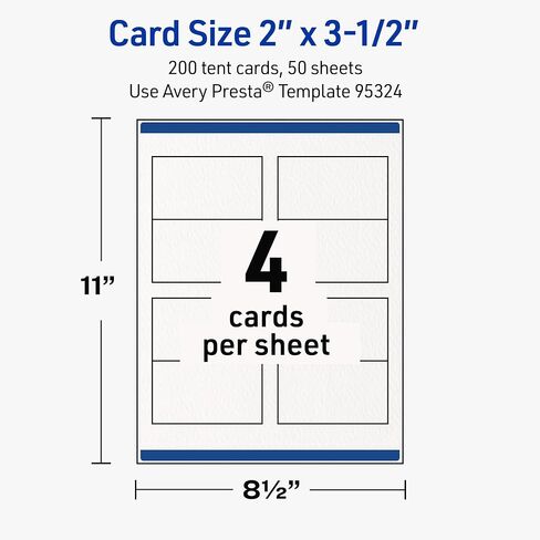 Avery Printable Rectangle Tent Cards with Sure Feed Technology, 2" x 3.5", Textured Matte White, Print-To-The-Edge Capability, Laser & Inkjet Compatible, 100 Total in Saudi Arabia