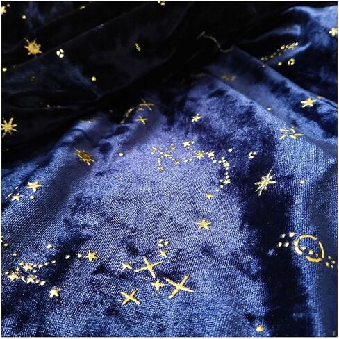 63" Wide Stretch Velvet Fabric Soft Shiny Starry Moon Pattern Diamond Velvet Fabric Handicraft Cloth Fabric for DIY Sewing, Upholstery, Apparel, Costume, Craft(Size:1Yards,Color:Blue) in Saudi Arabia