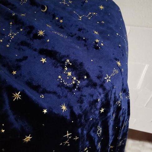 63" Wide Stretch Velvet Fabric Soft Shiny Starry Moon Pattern Diamond Velvet Fabric Handicraft Cloth Fabric for DIY Sewing, Upholstery, Apparel, Costume, Craft(Size:1Yards,Color:Blue) in Saudi Arabia