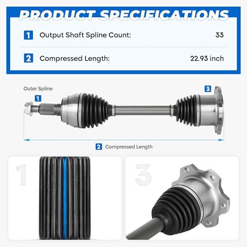 TadaMark 2PCs Front CV Axle Shaft Assembly Fit for Chevy Silverado 1500 Suburban Tahoe 07-20, for GMC Sierra 1500 Yukon 07-20, for Cadillac Escalade 07-20, 4WD AWD, 6 LUGS, Left and Right Side in Saudi Arabia