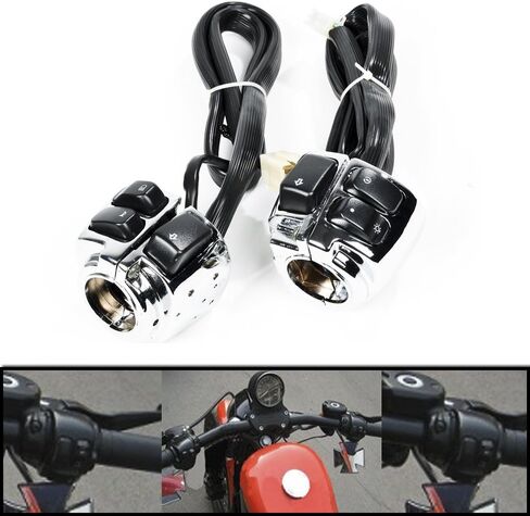 Compatible with 1996-2012 Harley Touring Chrome Kit 1'' Handlebar Switch Control + Brake Master Cylinder Clutch Lever + Hand Grips, Chrome + Black in Saudi Arabia
