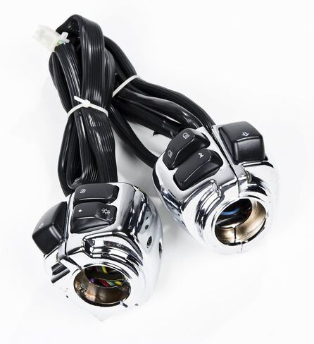 Compatible with 1996-2012 Harley Touring Chrome Kit 1'' Handlebar Switch Control + Brake Master Cylinder Clutch Lever + Hand Grips, Chrome + Black in Saudi Arabia