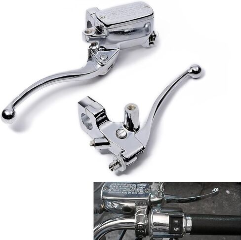 Compatible with 1996-2012 Harley Touring Chrome Kit 1'' Handlebar Switch Control + Brake Master Cylinder Clutch Lever + Hand Grips, Chrome + Black in Saudi Arabia