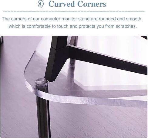 Corner Monitor Stand Acrylic Monitor Stand Riser/Clear Laptop Stand, Triangle Desktop Holder Rack for Desktop Organizer, Arc Computer Storage Stand with Steels Leg(XXX-Large) in Saudi Arabia