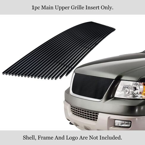 APS متوافق مع Ford Expedition 2003-2006 الجزء العلوي الرئيسي من الفولاذ المقاوم للصدأ SS الأسود البليت الأمامي لشبكة الشواية F65715H in Kuwait