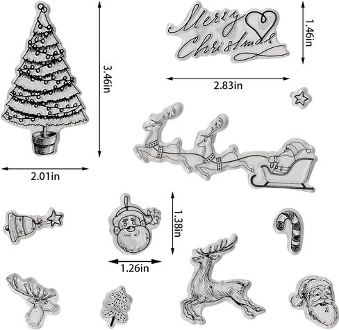 Merry Christmas Clear Stamps for Card Making and Photo Album Decorations, Elk Santa Words Transparent Silicone Clear Stamps for Crafting and DIY Scrapbooking in Saudi Arabia