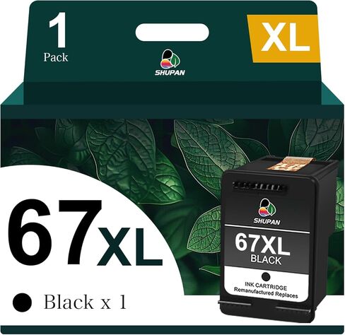 SHUPAN 67XL Ink for HP 67 Black Ink Cartridge 67 XL for Deskjet 2800e 2827e 2855e 2852e 2755e 2700 4200e 4255e 4227e 4100e Envy 6455e 6055e 6000 for HP Ink 67 Black(1 Pack) in Saudi Arabia