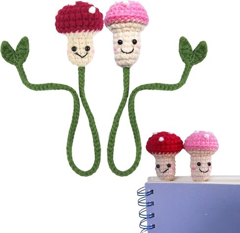 Crochet Mushroom Bookmark – Handmade Knitted Page Marker, Cute Gift for Book Lovers & Teachers, Cottagecore Desk Décor, Curtain Tiebacks (Red) in Saudi Arabia
