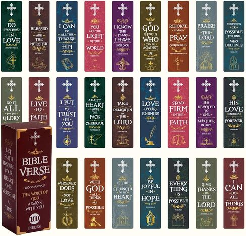 100 قطعة من إشارات الكتاب المقدس، إشارات الكتاب المقدس المسيحية - إشارات مرجعية دينية ملهمة للنساء والرجال، هدايا مسيحية كبيرة لدراسة الكتاب المقدس، والفصول الدراسية، ومستلزمات الكنيسة، وهدية عيد الفصح in Kuwait