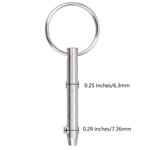2 PCS Marine 316 Stainless Steel Quick Release Pin Bimini Top Pin, Diameter 1/4"(6.3 mm), Overall Length 2.56"(65 mm), Usable Length 2"（51 mm) in Saudi Arabia