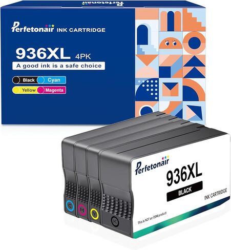 خراطيش حبر 936XL بديلة لمجموعة خراطيش الحبر HP 936e 936XL المتوافقة مع طابعة HP OfficeJet Pro 9110b 9120b 9130b OfficeJet Pro Wide Format 9720 9730 (أسود سماوي أرجواني أصفر) in Kuwait