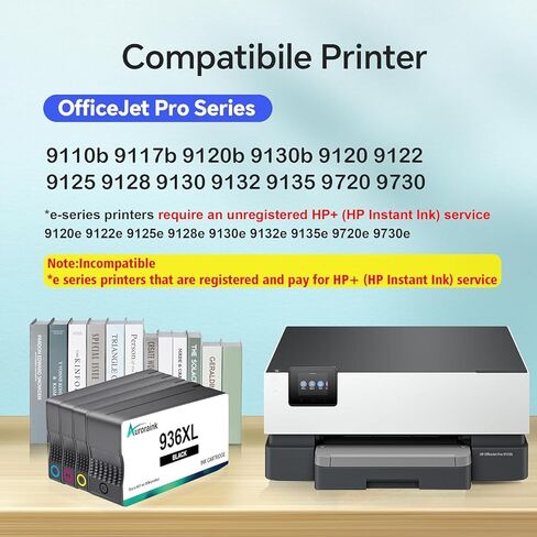 خراطيش حبر 936XL بديلة لمجموعة خراطيش الحبر HP 936e 936XL المتوافقة مع طابعة HP OfficeJet Pro 9110b 9120b 9130b OfficeJet Pro Wide Format 9720 9730 (أسود سماوي أرجواني أصفر) in Kuwait