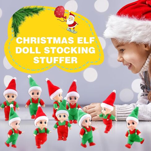 10 Pack Tiny Christmas Elf Dolls Miniature Elf Baby Accessories Dolls Small Xmas Elves for Christmas New Year Stocking Stuffer Party Decoration, 2 Styles in Kuwait