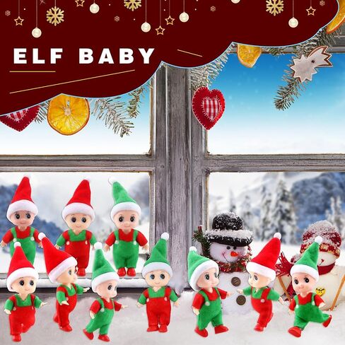 10 Pack Tiny Christmas Elf Dolls Miniature Elf Baby Accessories Dolls Small Xmas Elves for Christmas New Year Stocking Stuffer Party Decoration, 2 Styles in Kuwait