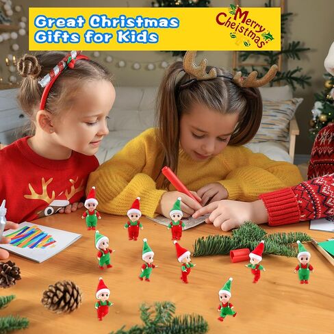 10 Pack Tiny Christmas Elf Dolls Miniature Elf Baby Accessories Dolls Small Xmas Elves for Christmas New Year Stocking Stuffer Party Decoration, 2 Styles in Kuwait