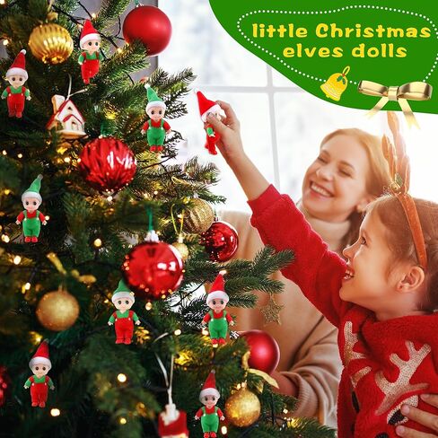 10 Pack Tiny Christmas Elf Dolls Miniature Elf Baby Accessories Dolls Small Xmas Elves for Christmas New Year Stocking Stuffer Party Decoration, 2 Styles in Kuwait