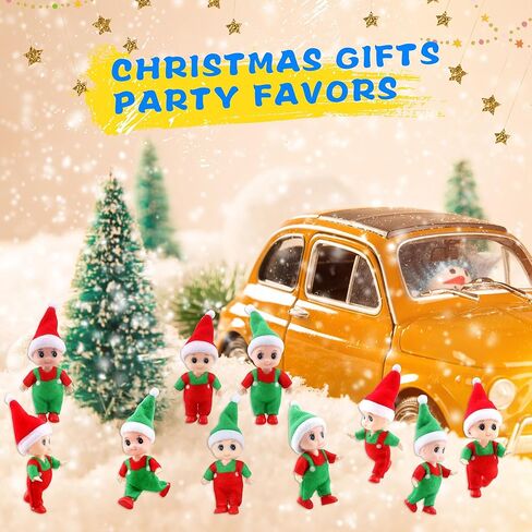10 Pack Tiny Christmas Elf Dolls Miniature Elf Baby Accessories Dolls Small Xmas Elves for Christmas New Year Stocking Stuffer Party Decoration, 2 Styles in Kuwait