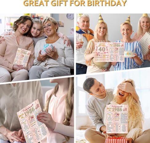 HOMANGA 40th Birthday Card for Women Her, Back in 1986 Card with Envelope, 40th Birthday Gifts for Women, Mom, Wife, Sister, Daughter (Rose Gold) in Saudi Arabia