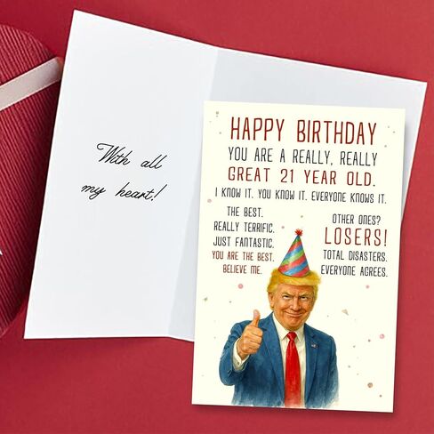 Funny Card for 21 Year Old, 21st Birthday Gifts for Her Him, Cards for Men Women, Birthday Decorations for Christmas, Mothers Day, Gifts for Girl, Daughter, Son, Niece, Nephew, Premium Quality in Saudi Arabia