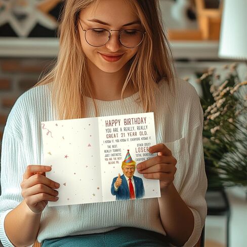 Funny Card for 21 Year Old, 21st Birthday Gifts for Her Him, Cards for Men Women, Birthday Decorations for Christmas, Mothers Day, Gifts for Girl, Daughter, Son, Niece, Nephew, Premium Quality in Saudi Arabia