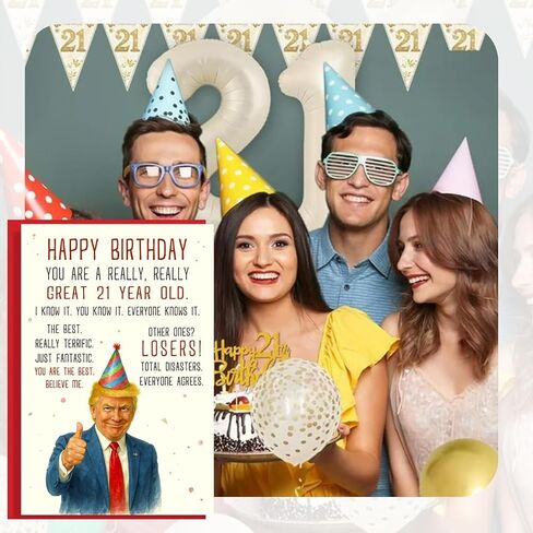Funny Card for 21 Year Old, 21st Birthday Gifts for Her Him, Cards for Men Women, Birthday Decorations for Christmas, Mothers Day, Gifts for Girl, Daughter, Son, Niece, Nephew, Premium Quality in Saudi Arabia