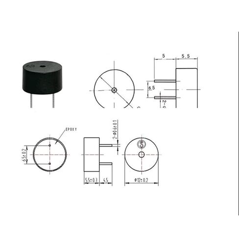 100pcs 1255 Passive piezoelectric Buzzer Environmental Protection high Temperature Low Power Consumption Buzzer in Saudi Arabia