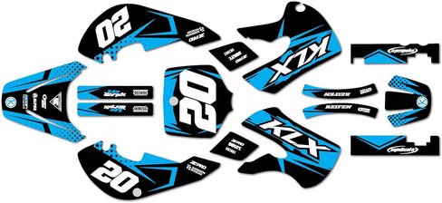 مجموعة رسومات لدراجة Kawasaki KLX 110 (2002-2009) Spear Series سماوي وردي 9 Mil-Dirt Bike مجموعة ملصقات رسومات سباق مخصصة، بدون بلاستيك in Saudi Arabia