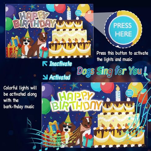 Dog Birthday Card, Pop Up Happy Birthday Cards with Lights and Musical, 3D Music Gifts Card for Men, Dad, Kids, Women in Saudi Arabia