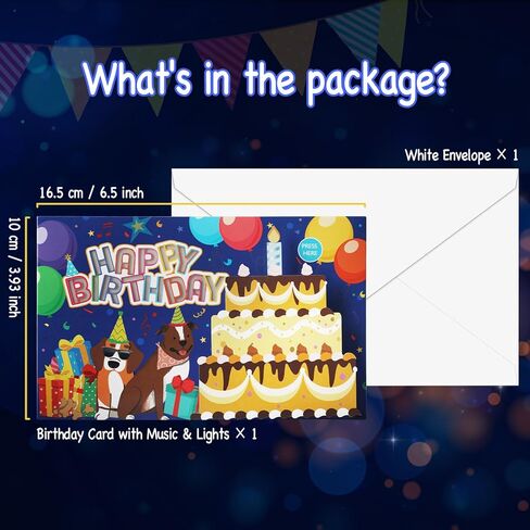 Dog Birthday Card, Pop Up Happy Birthday Cards with Lights and Musical, 3D Music Gifts Card for Men, Dad, Kids, Women in Saudi Arabia
