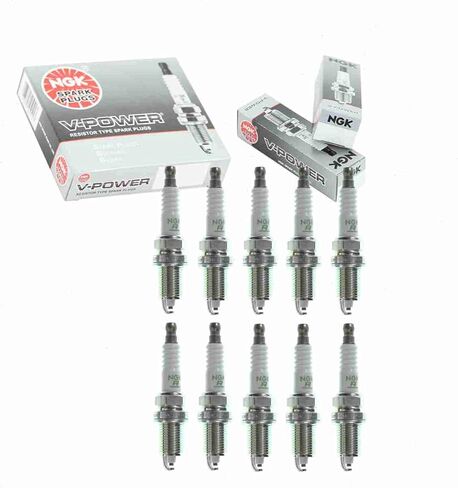 10 pc NGK V-Power Spark Plugs compatible with Dodge Ram 2500 8.0L V10 1997-2003 in Saudi Arabia