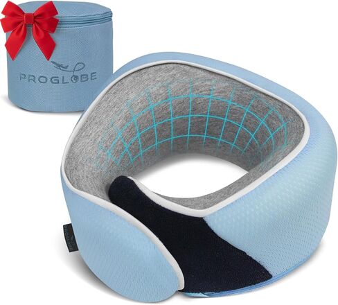 Orthopedic Neck Pillow, Travel Neck Pillows for Airplanes, Memory Foam Kit, 360° Head Support, Airplane Pillow Set with 3D Contoured Eye Masks, Earplugs, and Luxury Mesh Bag (Black) in Saudi Arabia