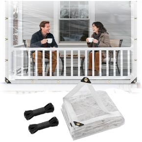 6 x 13ft Ultra Clear Tarp Waterproof - Heavy-Duty Vinyl Plastic Tarpaulin with Grommets, Thicken Transparent PVC Windproof Patio Enclosure for Winter Chicken Coop Window Balcony in Kuwait