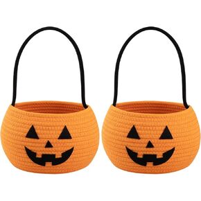 Halloween Basket for Kids, Pumpkin Basket with Handle, Trick or Treat Bucket, Small Orange Halloween Decorations, Pumpkin Candy Bucket Halloween Party Favors in Kuwait