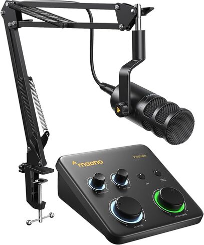 MAONO USB Audio Interface for PC: Interface with XLR Input 24-bit/192kHz Routing Software LOOPBACK ASIO Driver for Recording Music, Home-Studio, Guitar, Podcast, Streaming, DAW(PS22 Lite Black) in Kuwait