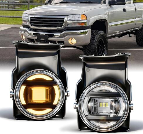 Professional Fog Light Assembly, Clear Waterproof Front Driving Lamps Kit Compatible with 2015-2019 GMC Sierra 2500HD/ 3500HD DOT Approved in Saudi Arabia