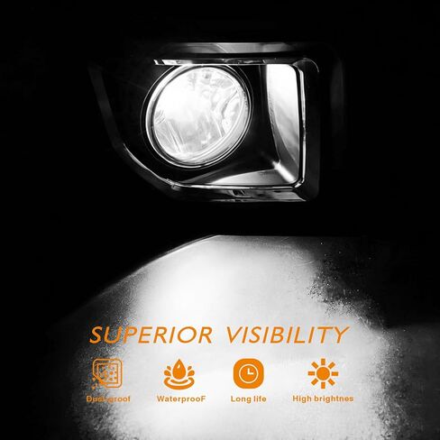 Professional Fog Light Assembly, Clear Waterproof Front Driving Lamps Kit Compatible with 2015-2019 GMC Sierra 2500HD/ 3500HD DOT Approved in Saudi Arabia