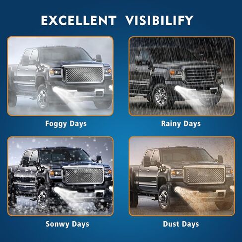 Professional Fog Light Assembly, Clear Waterproof Front Driving Lamps Kit Compatible with 2015-2019 GMC Sierra 2500HD/ 3500HD DOT Approved in Saudi Arabia